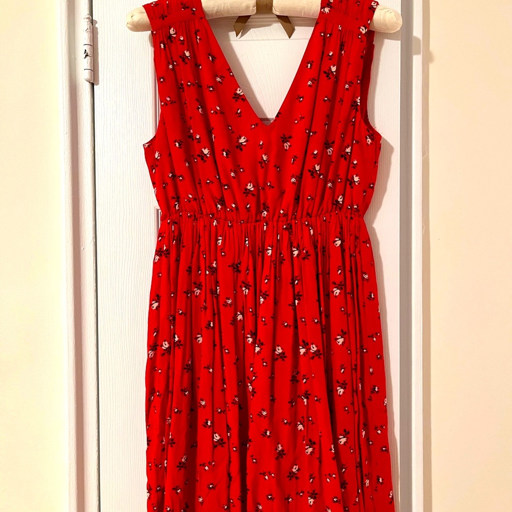 Madewell dress, red floral, size medium.